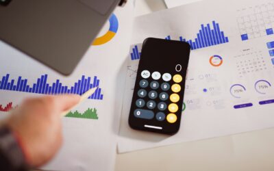 Kalkulator i wykresy wynagrodzeń na biurku